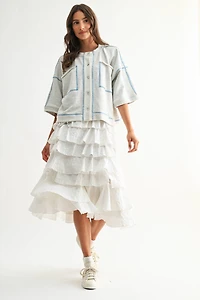 Gray Detailed Oversized Cardigan