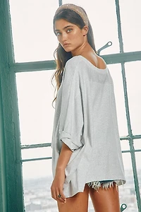 Grey Twist Cuff Oversized Top