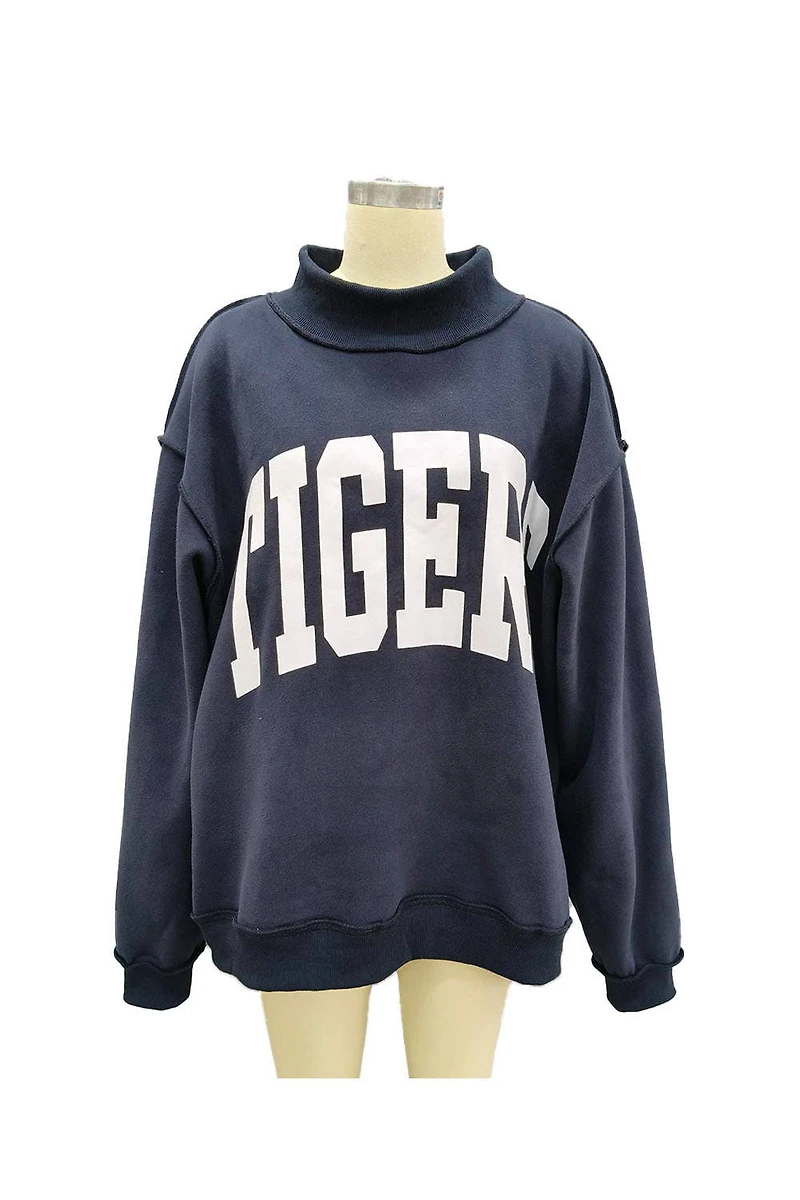 Navy Tigers & War Damn Reversible Mockneck