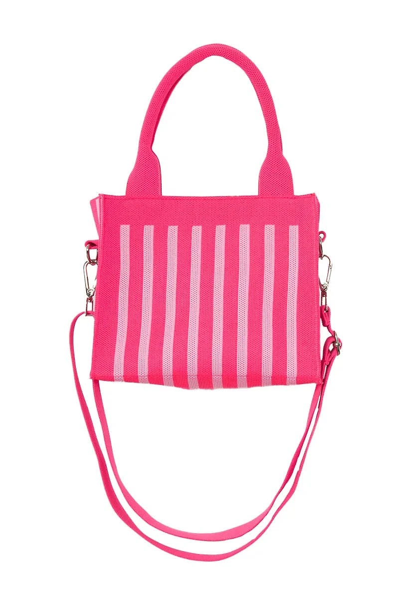 Hot Pink Striped Mini Tote Bag
