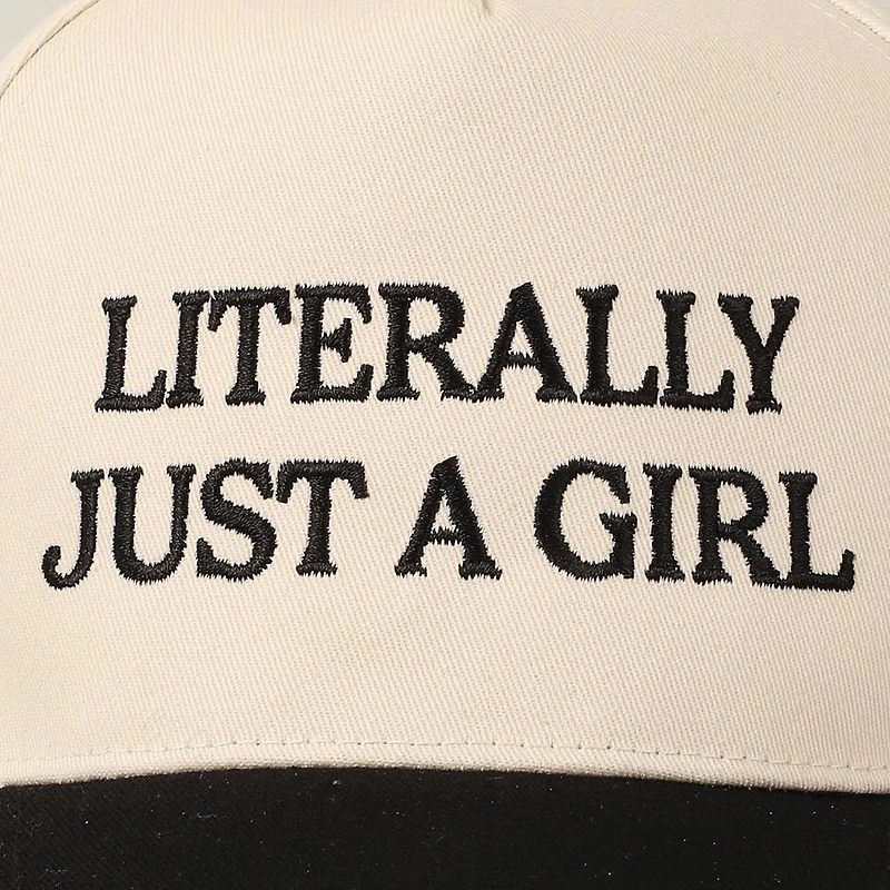 Literally Just A Girl Embroidery Two Tone Trucker Hat: FUCHSIA / ONE SIZE