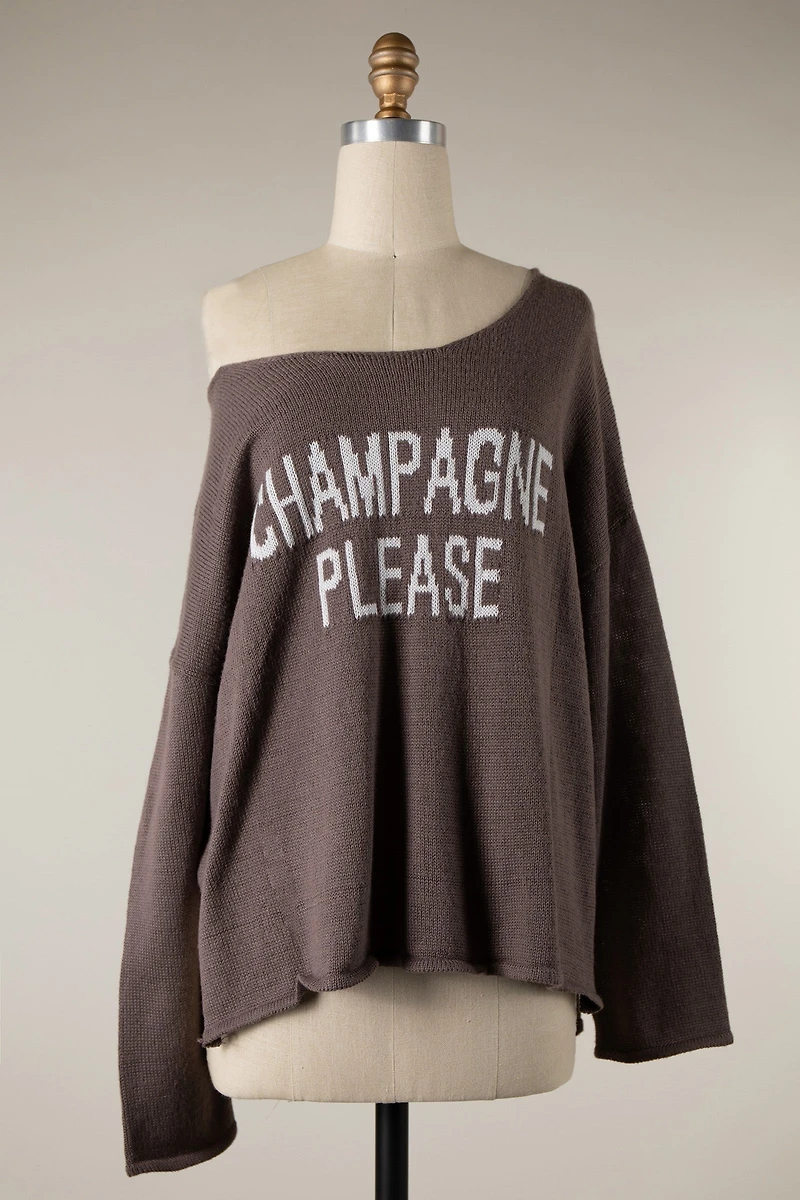 Champagne Please Charcoal Sweater
