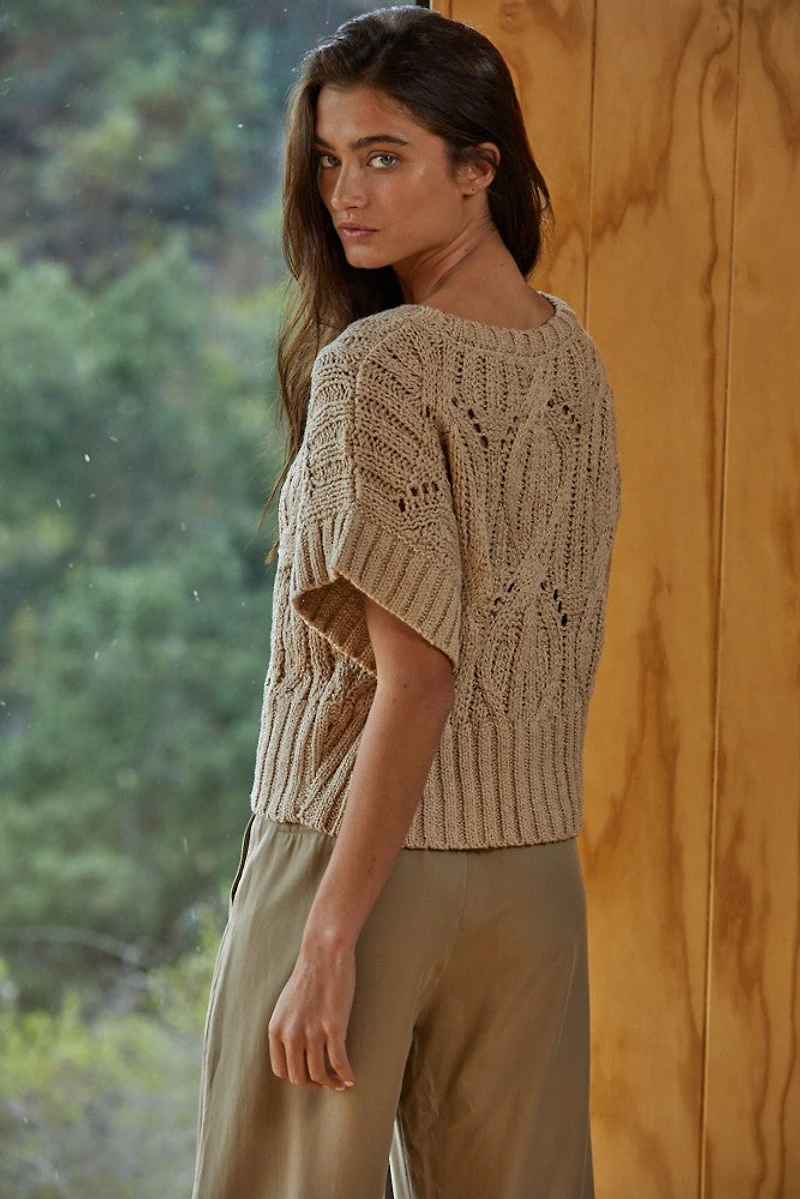 Taupe Cali Crochet Top
