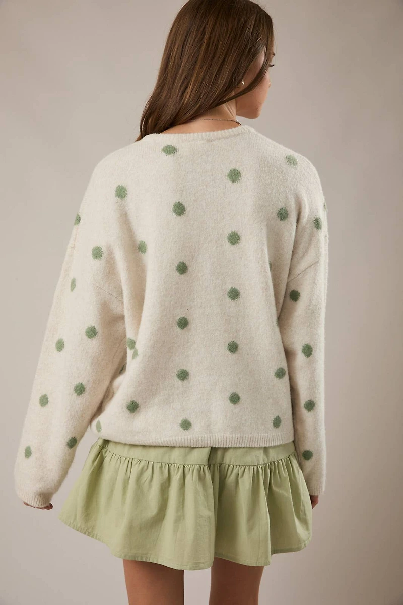 Cream & Green Polka Dot Cardigan