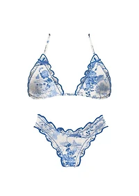 Blue Ruched Bikini Set