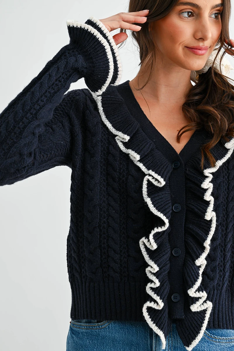 Blue Ruffled Cardigan
