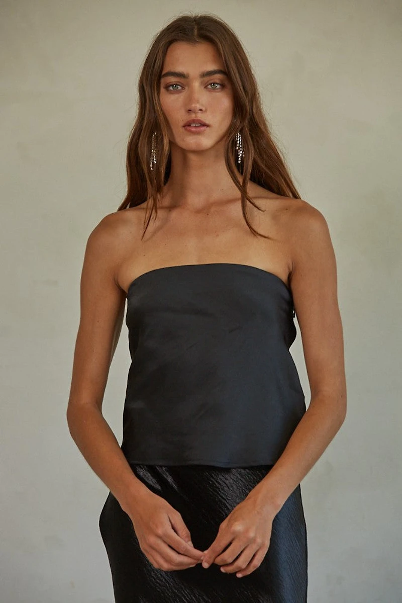 Black Satin Tube Top
