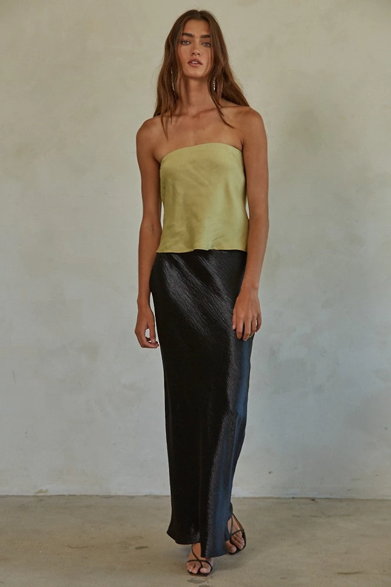 Green Satin Tube Top