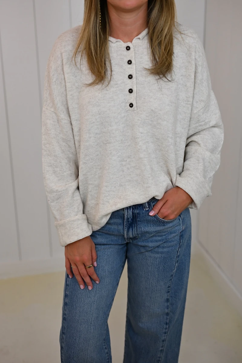 Cream Drop Shoulder Pullover