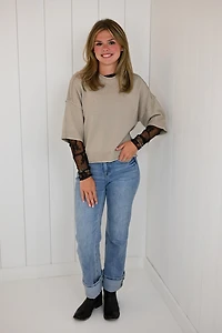 Black Lace Long Sleeve Top