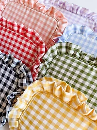 Black Gingham Frilly Makeup Bag