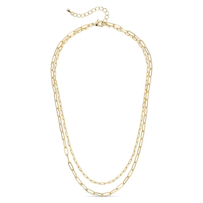 Gold Double Layer Paperclip Necklace