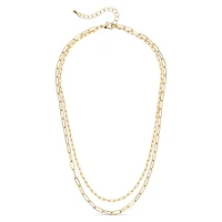 Gold Double Layer Paperclip Necklace