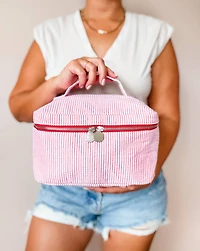 Red Seersucker Cosmetic Bag