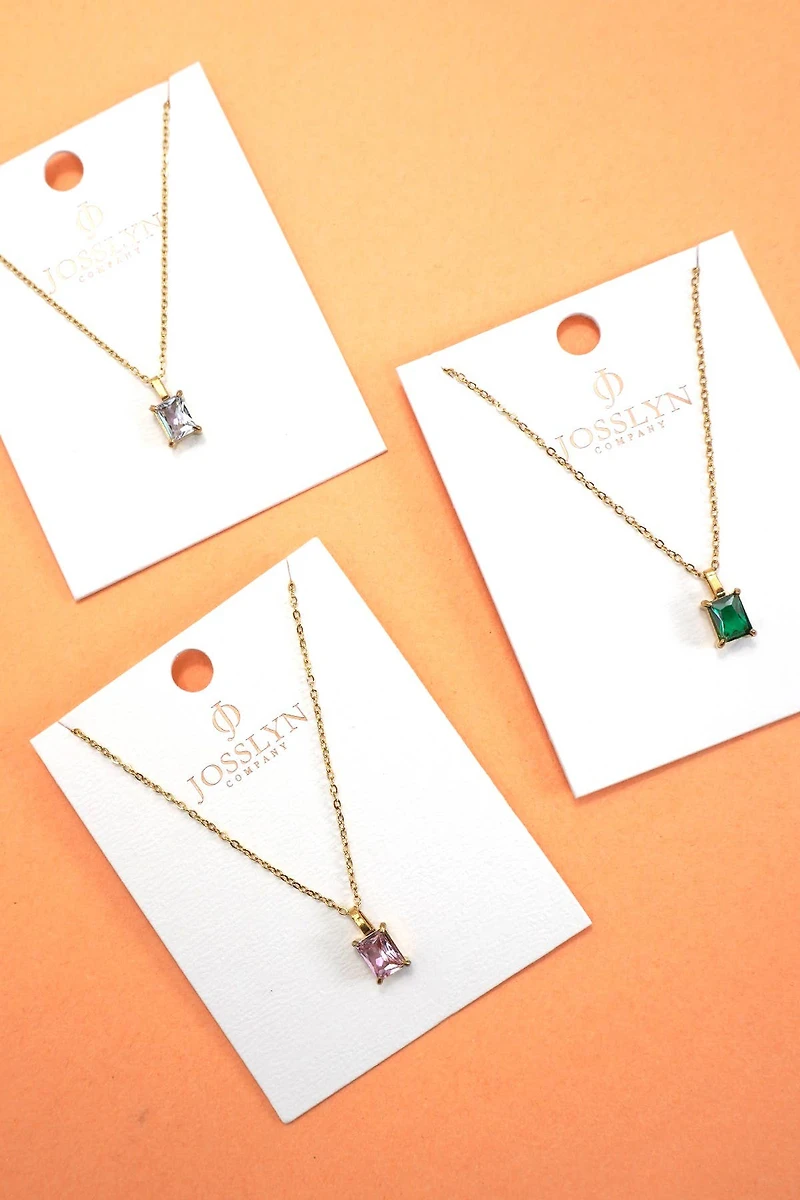 Emerald Glass 18K Stainless Steel Necklace