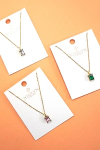 Emerald Glass 18K Stainless Steel Necklace