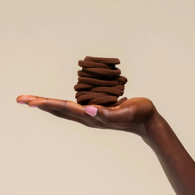 Recycled Fabric Seamless Hair Elastics 20pc Set - Chocolate