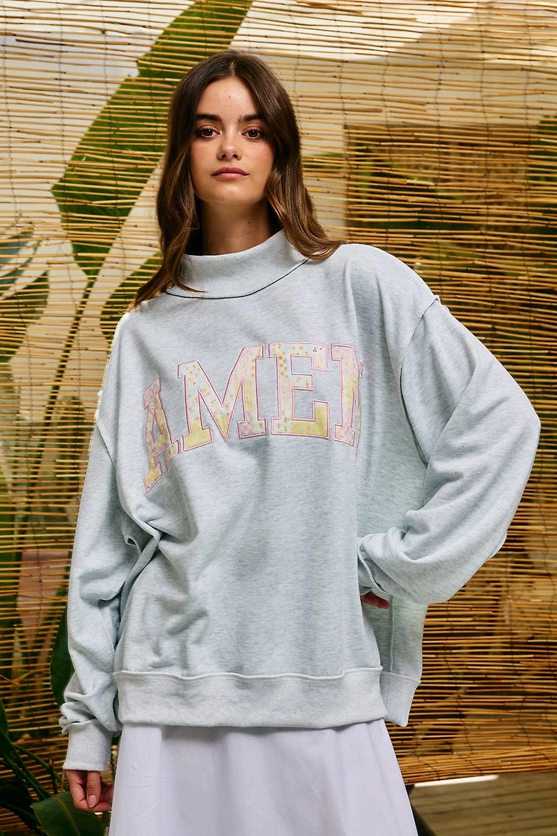 AMEN Patchwork Mock Neck