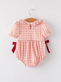 Girls Baseball Bow Smocking Embroidery Plaid