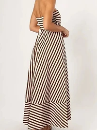 Brown Stripe Strapless Dress