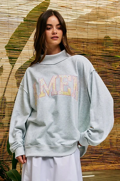 AMEN Patchwork Mock Neck