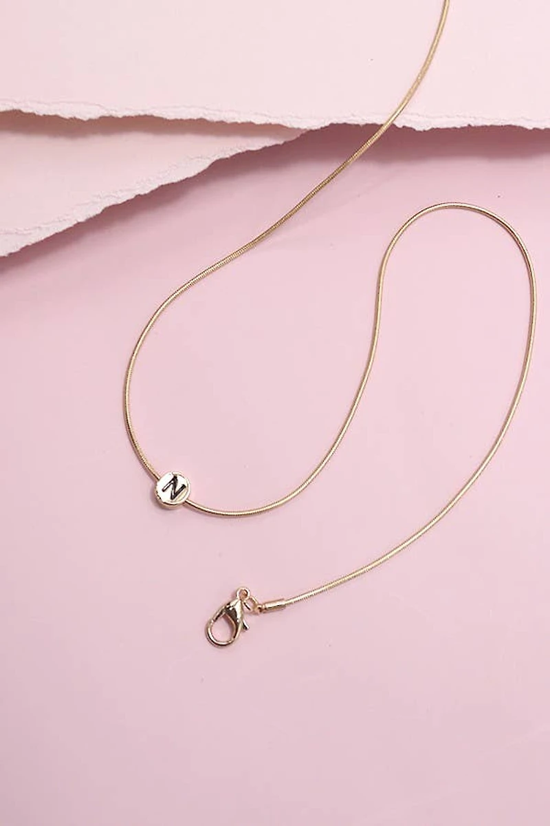 "C" ROUND SNAKE CHAIN INITIAL NECKLACE