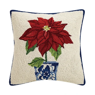 Holiday Chinoiserie Poinsettia Hook Pillow - Sally Eckman Roberts