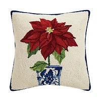 Holiday Chinoiserie Poinsettia Hook Pillow - Sally Eckman Roberts