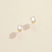 Oval CZ Gold Dip Stud Earrings