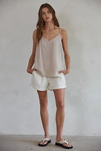 Beige V-Neck Spaghetti Strap Top