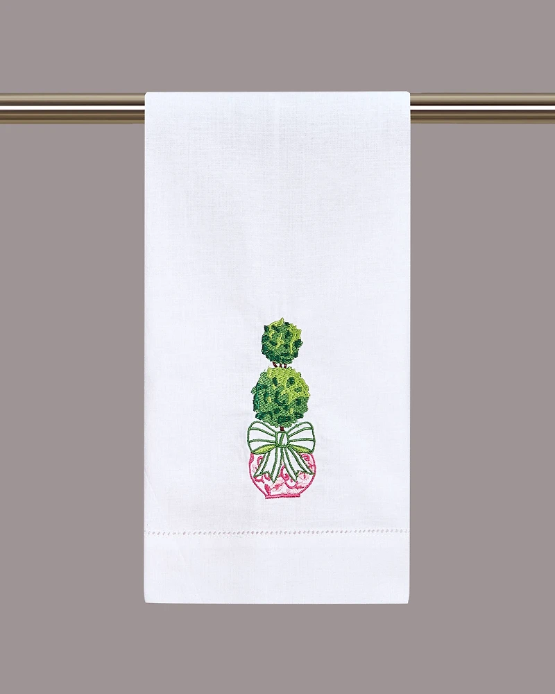 Green Bow & Pink Chinoiserie Guest Towel