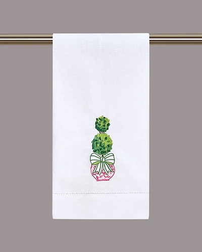 Green Bow & Pink Chinoiserie Guest Towel