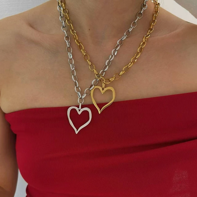 Gold 18K Stainless Steel Heart Necklace