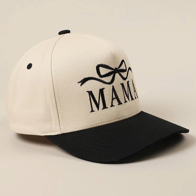 MAMA Bow Embroidered Trucker Hat/ Black