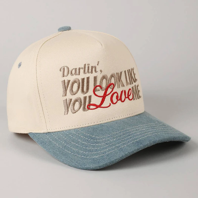 You Look Like You Love Me Embroidery Trucker Hat: Red / ONE SIZE