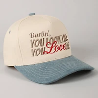 You Look Like You Love Me Embroidery Trucker Hat: Red / ONE SIZE
