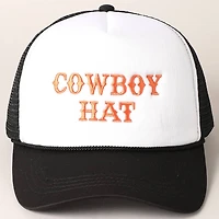 White Cowboy Embroidery Trucker Hat