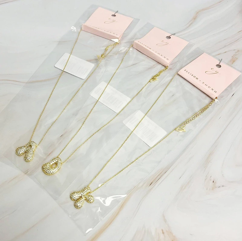 Crystal Bubble Initial Necklace: C