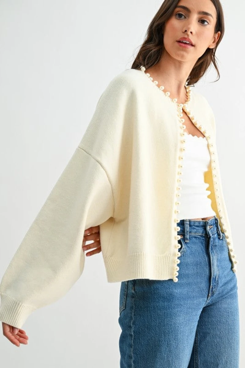 Pearl-Embellished Cardigan