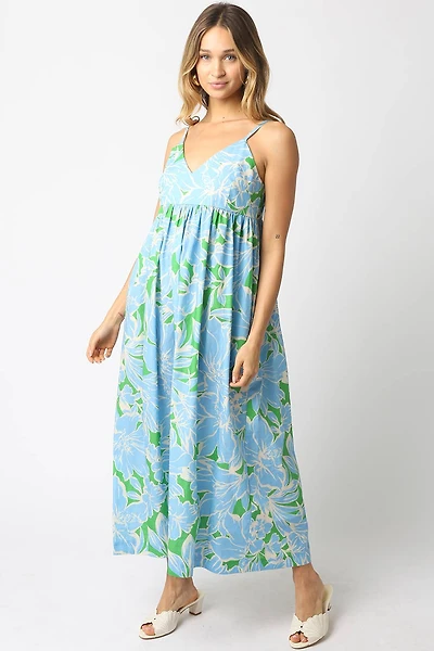 Blue & Green Floral Maxi Dress