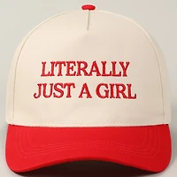 Literally Just A Girl Embroidery Two Tone Trucker Hat: FUCHSIA / ONE SIZE