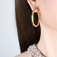 18K Stainless Steel Tarnish Free Waterproof Hoop | 40E390: GOLD