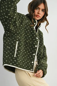 Olive Fleece Puffer Jacket
