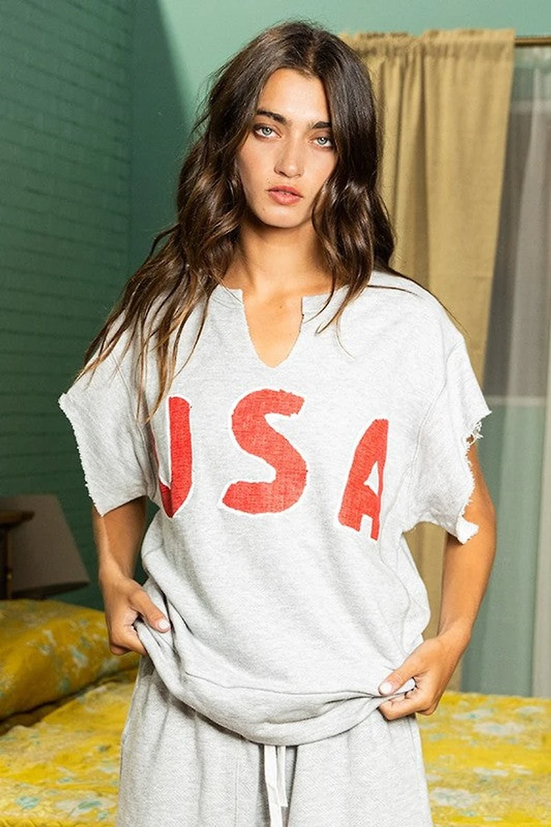 Grey USA Graphic Top