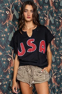 Black USA Graphic Top