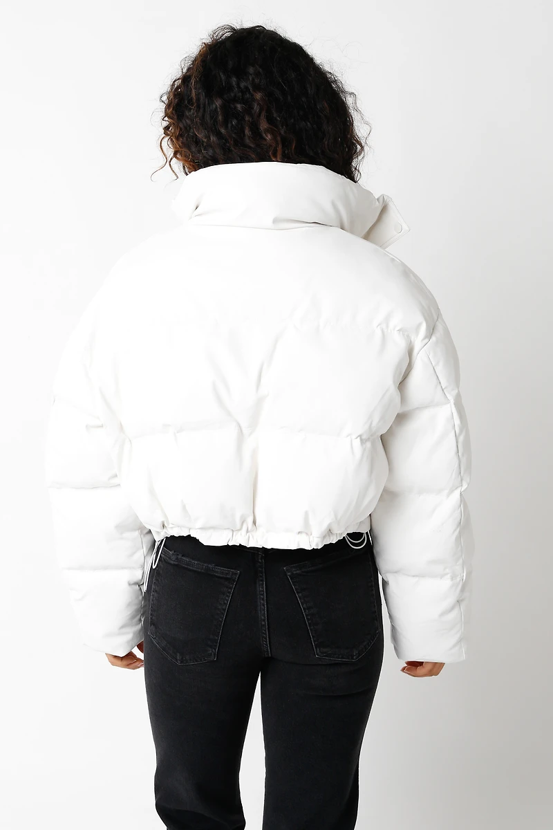 White Puffer Crop Jacket