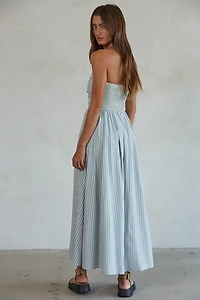 Blue & White Strapless Dress