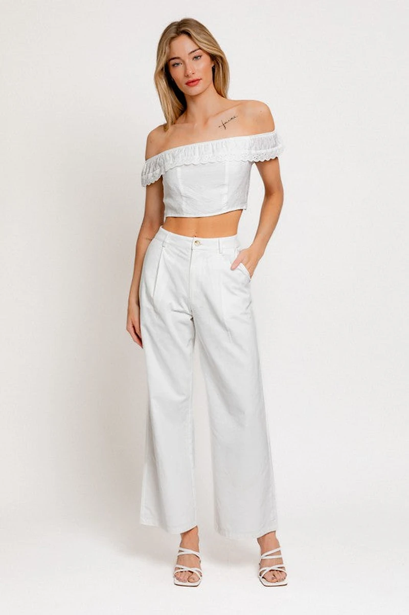 White Pleated Pants