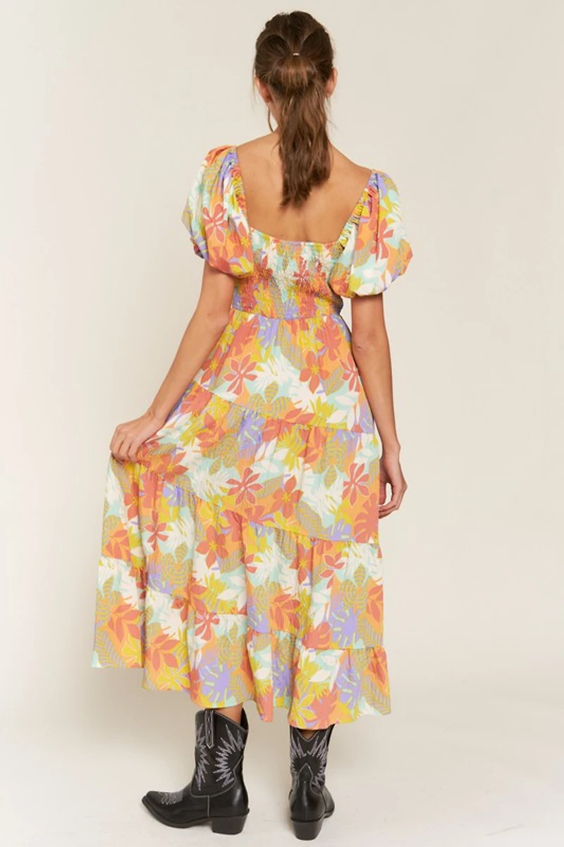 Floral V Neck Maxi Dress