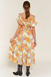 Floral V Neck Maxi Dress